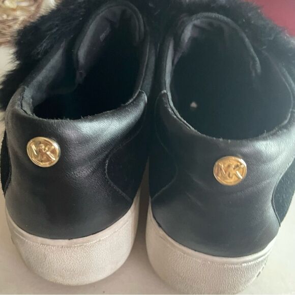 Michael Kors Black Suede Fur Maven Leather Rabbit Fur Sneakers Size 9 - Picture 4 of 9